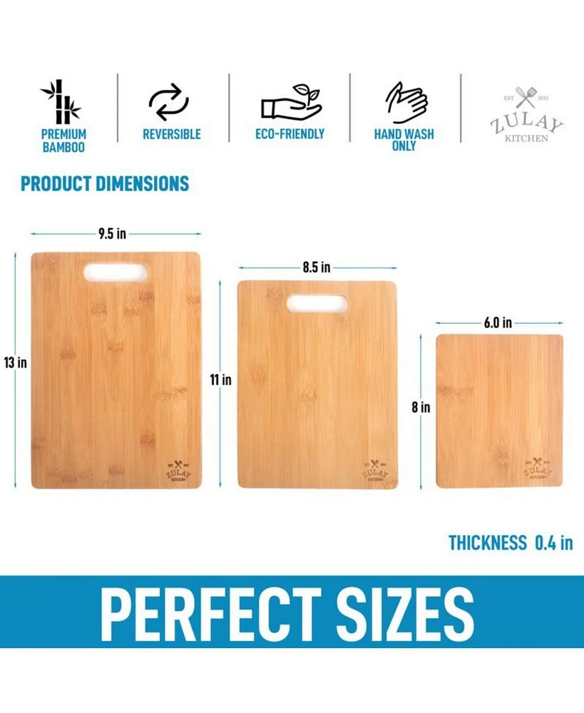 Bamboo Wooden Cutting Boards - Premium 3-Piece Set