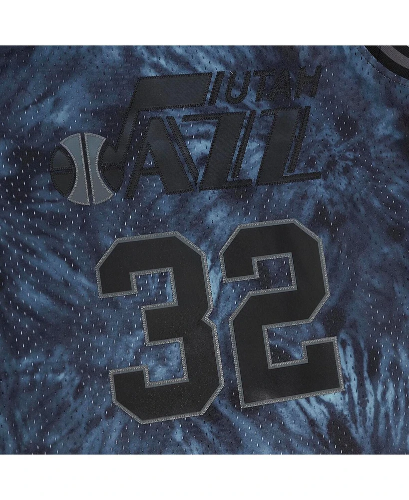 Mitchell & Ness Men's Karl Malone Black Utah Jazz Hardwood Classics 1991/92 Tie-Dye Swingman Jersey