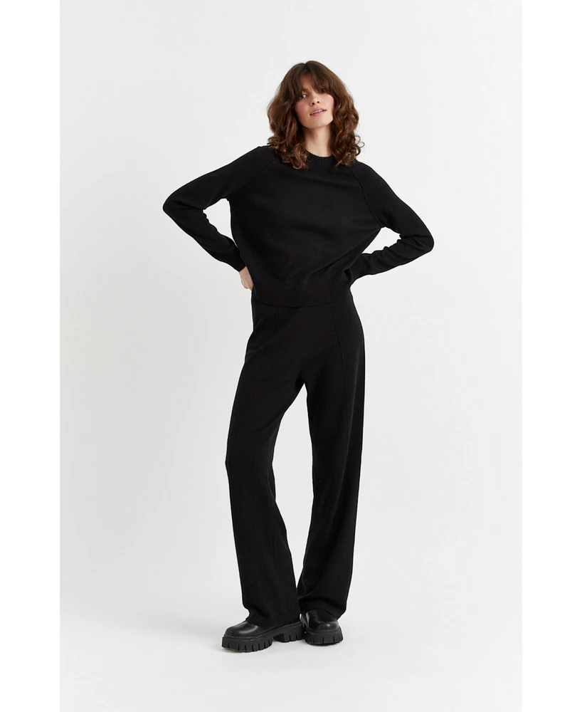 Chinti & Parker Women's Wool Cashmere Wide Leg Track Pant