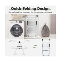 2-Level Foldable Clothes Drying Rack with Adjustable Gullwing
