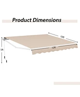 Skonyon 12 x 10 Feet Patio Retractable Awning Aluminum Sunshade Shelter-Beige