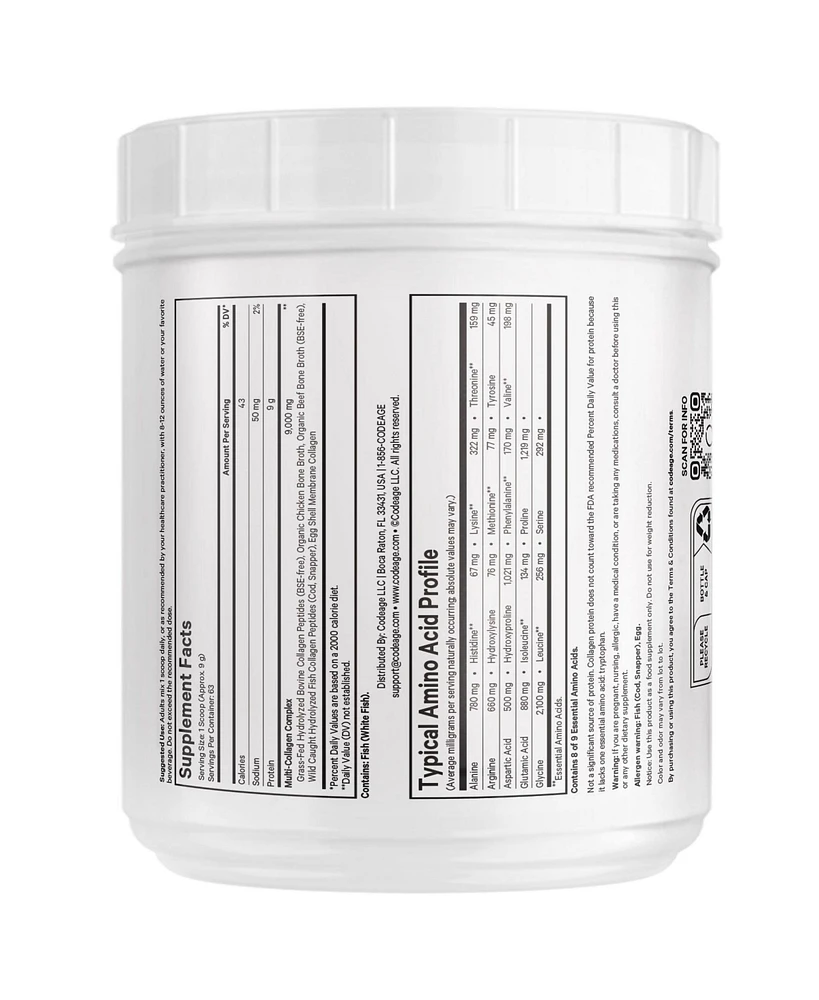 Codeage Multi Collagen Protein Powder Peptides, 2-Month Supply, Hydrolyzed, Type I, Ii, Iii, V, X Grass Fed All in One Super Bone Broth Collagen Suppl
