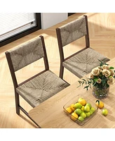 Wooden Dining Chair Set of 2 for Kitchen Dining Room-Brown