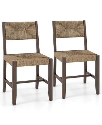 Wooden Dining Chair Set of 2 for Kitchen Dining Room-Brown