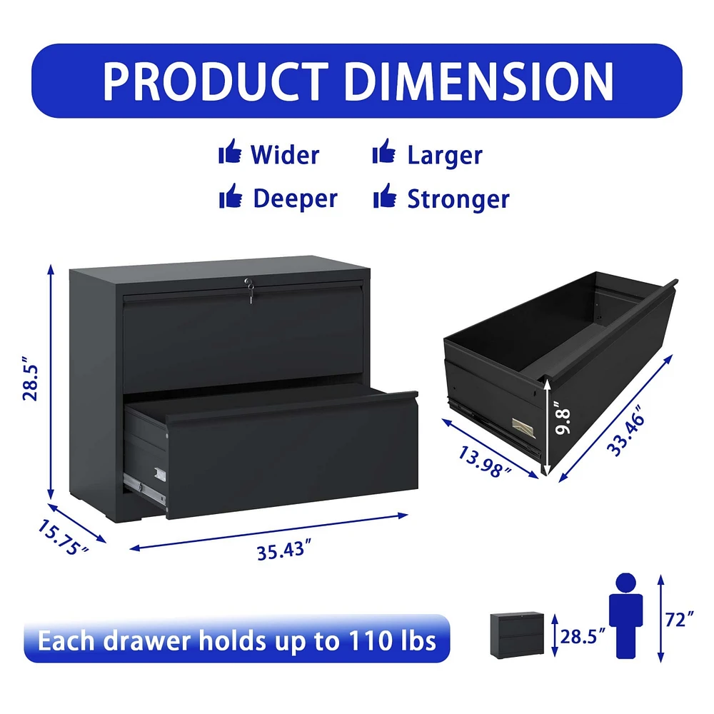 Simplie Fun 2-Drawer Lateral File Cabinet with Lock