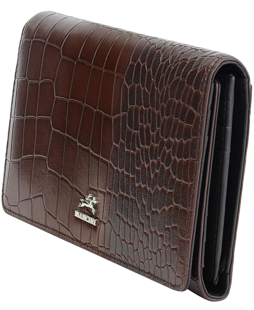Mancini Women's Croco2 Rfid Secure Trifold Wallet