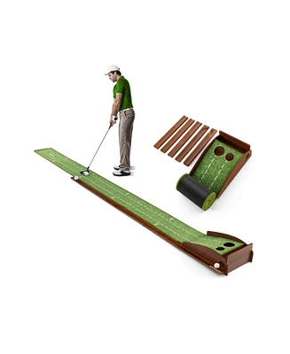 Vebreda Golf Putting Mat Practice Training Aid with Auto Ball Return and 2 Hole Sizes
