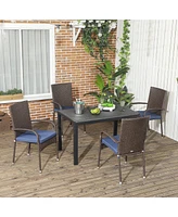 Outsunny 4 Outdoor Dining Chairs w/ Cushions, Patio Dining Chairs