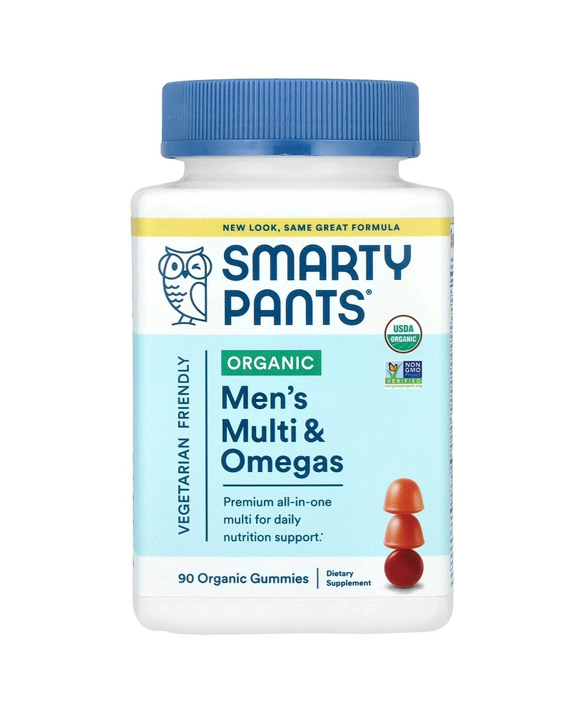 SmartyPants Organic Men's Multi & Omegas Gummies Raspberry Orange and Cherry