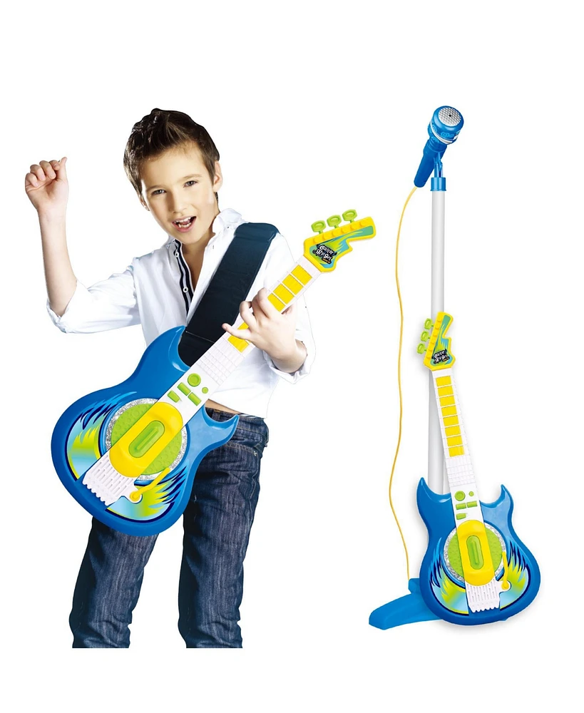 Contixo Pink Kids Guitar and Microphone Set - Adjustable Stand