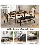 50 Inch Long Solid Wood Dining Bench Upholstered Table Bench with Faux Leather Padded Seat