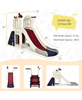 6-In-1 Large Slide for Kids Toddler Climber Playset w/ Basketball Hoop