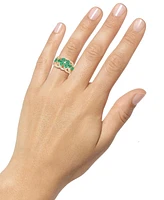Emerald (2-1/4 ct. t.w.) & Diamond (1/4 Flower Openwork Ring 14k Gold (Also Ruby Sapphire)