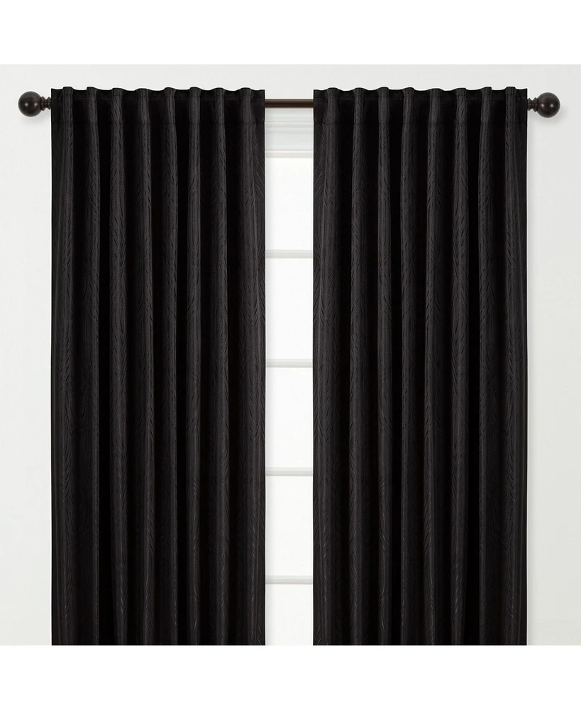 Chanasya Premium 2-Panel Embossed Leaf Textured Curtains - Back Tab, Ring Tab for Windows Living Room Bedroom