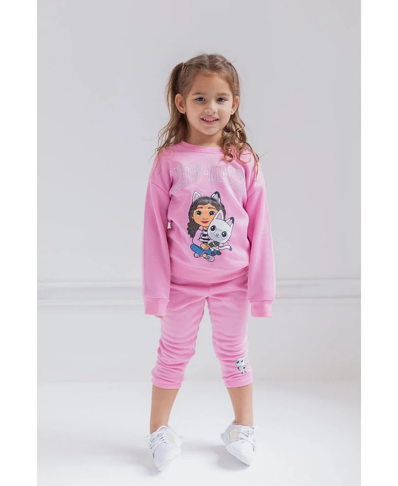 Gabby's Dollhouse Little Girls Dreamworks Gabbys Pandy Paws Fleece Sweatshirt and Pants Set