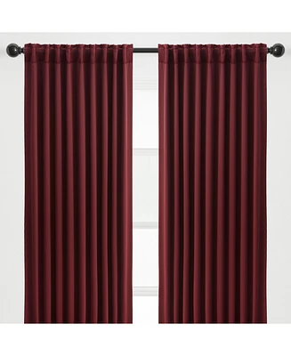 Chanasya Premium 2-Panel Ornamental Damask Room Darkening Curtains - 3-in-1 Back Tab, Rod Pocket, Ring Tab - for Windows Living Room Bedroom