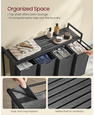 Laundry Hamper with 4 Removable Bags and Rolling Frame for Easy Sorting