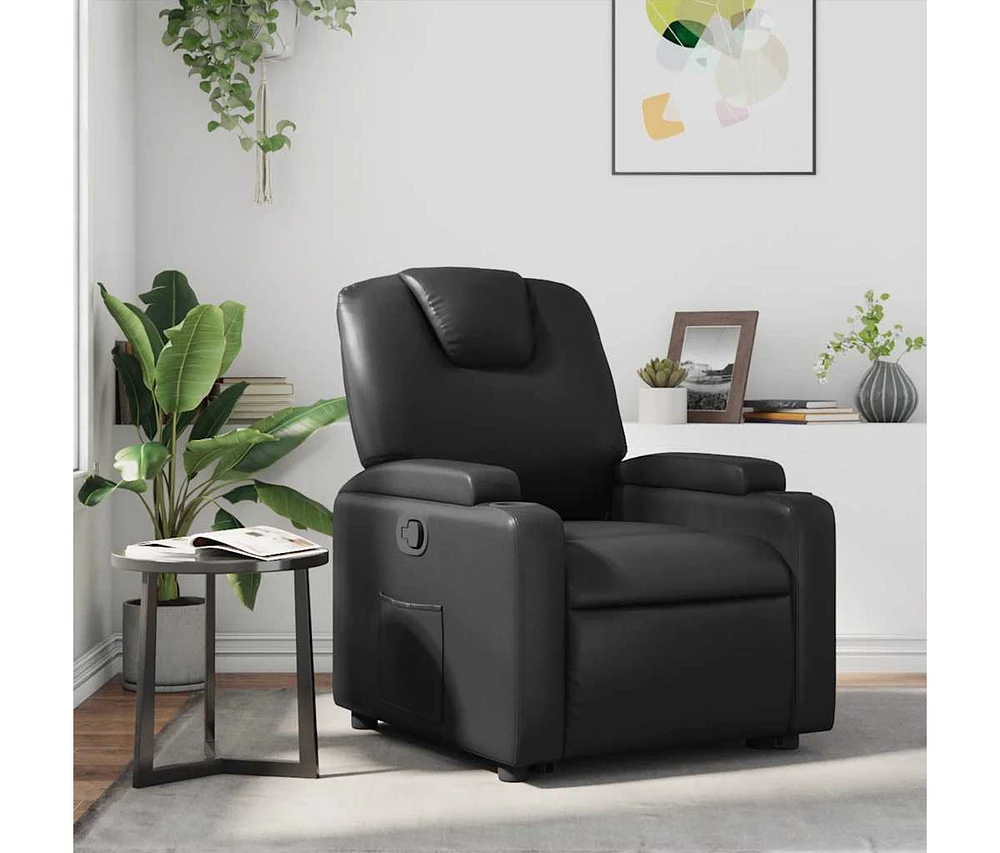 Recliner Chair Black Faux Leather