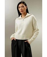 Relaxed Fit Wool-Cashmere Blend Sweater for Women
