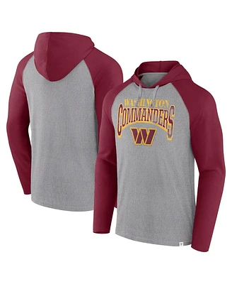 Fanatics Men's Gray/Burgundy Washington Commanders Under Center Long Sleeve Hoodie T-Shirt