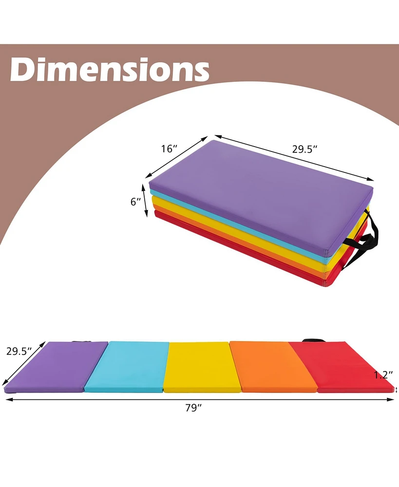 Skonyon 5-Panel Folding Gymnastics Mat for Kids