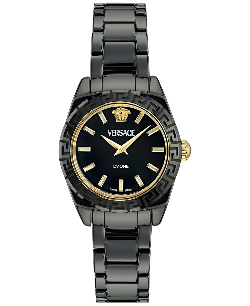 Versace Women's Swiss Dv One Mini Black Ceramic Bracelet Watch 28mm