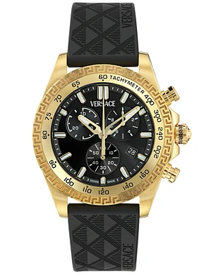 Versace Men's Swiss Chronograph Black Polyurethane Strap Watch 44mm