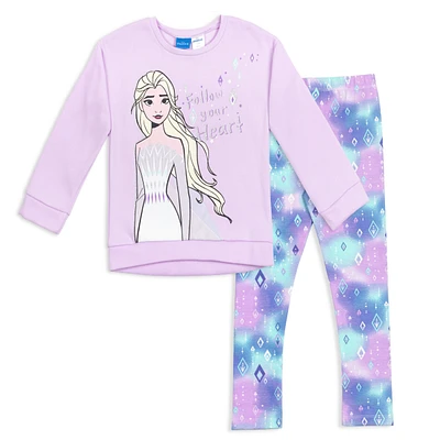 Frozen Girls Disney Sweatshirt and Leggings Outfit Set