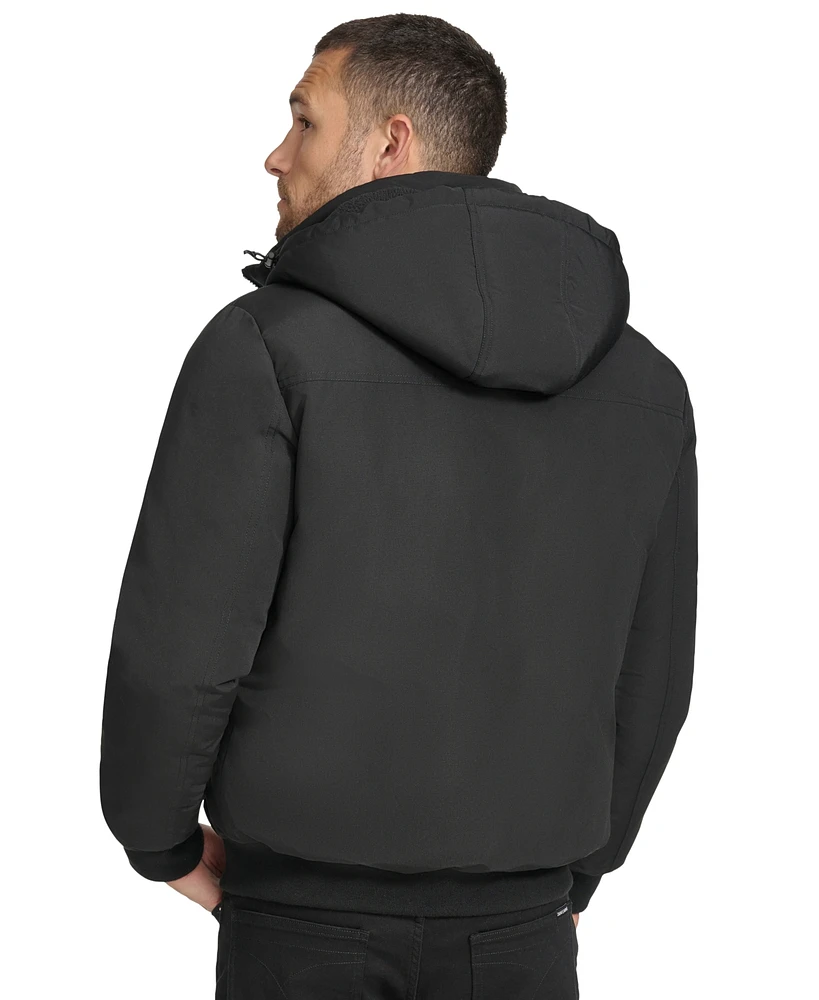 Calvin Klein Arctic Faille Parka Bomber with Sherpa lined Hood