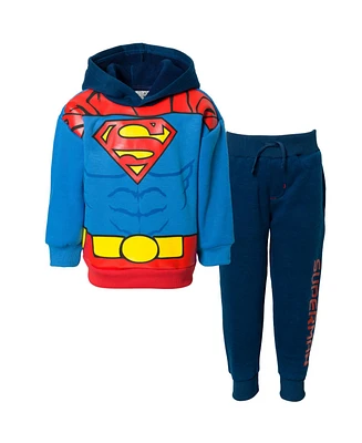 Justice League Boys Dc Comics Superman Batman Fleece Pullover Hoodie and Pants Outfit Set to