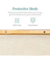 Best Choice Products 38x27in Single Panel Fireplace Screen Handcrafted Steel Mesh Spark Guard w/ Handles