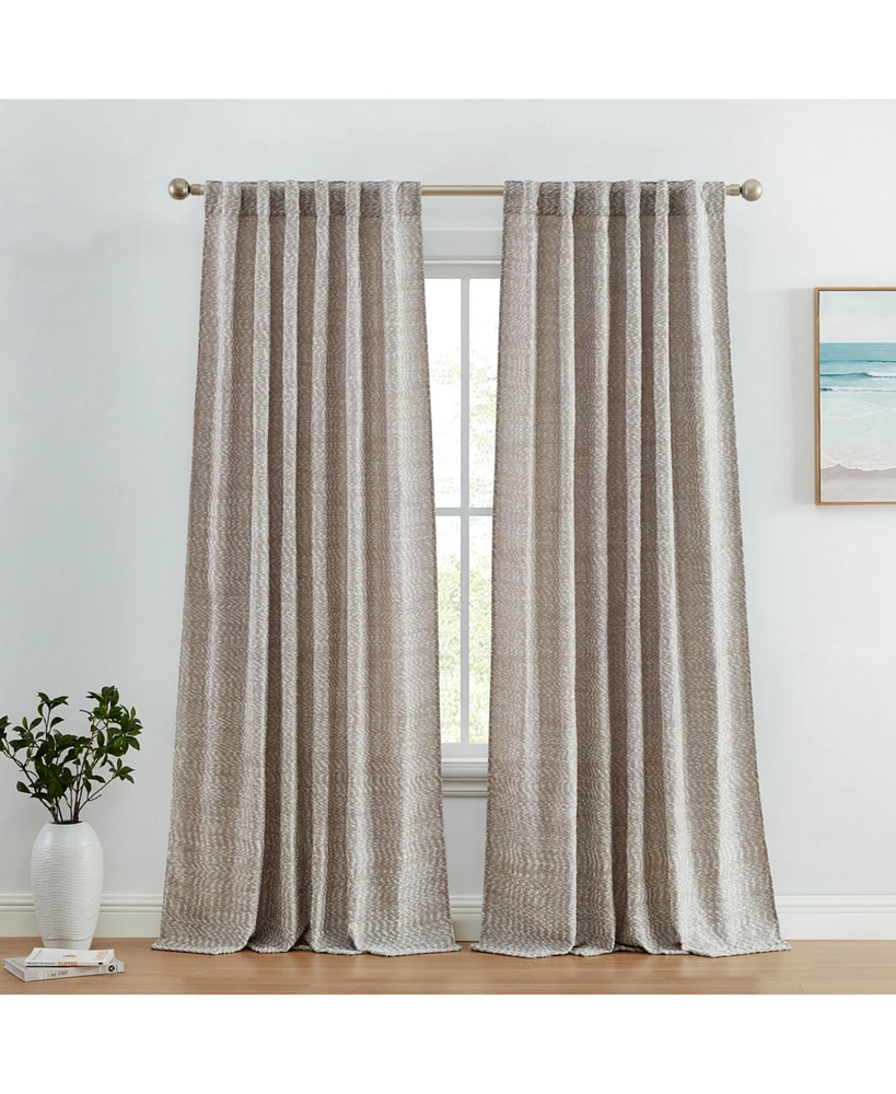 Hlc.me Easton Jacquard Slub Texture - Privacy Curtains with Back Tab Rod Pocket Lightweight Window Curtains Panels