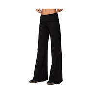Edikted Womens Wide Leg Fold Over Pants