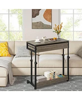 Tribesigns Portable Desk with Drawers, Mobile Laptop Wheels, Couch Sofa Side Table Bed Desk, Small Standing for Home Office