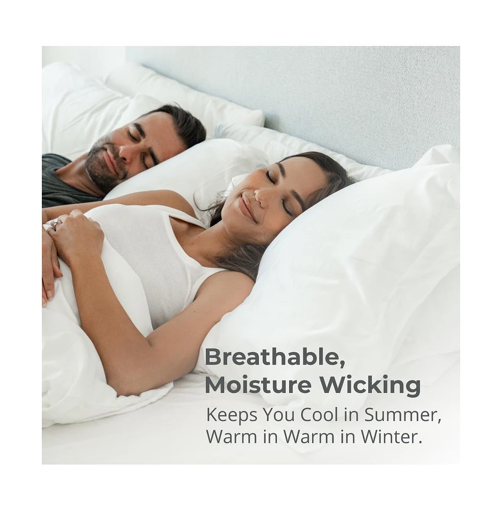 Cariloha Retreat 2-Piece Sateen Pillowcase Set | White |King | Lyocell Material | Breathable, Corner Straps, Extra soft & Cooling