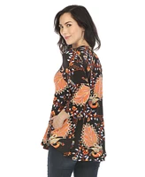 White Mark Women's Vibrant Boho Swing Top