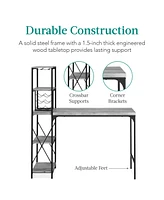 Best Choice Products 3-Piece Bar Height Dining Set w/ Bottle Rack, Glass Storage, 5 Shelves