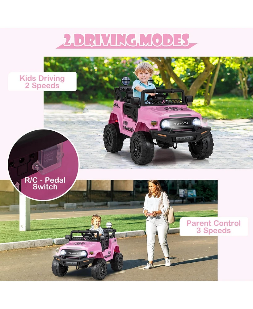 Gymax Licensed Toyota Fj Toddler Ride on Car 12V Battery Powered Kids Truck Camo