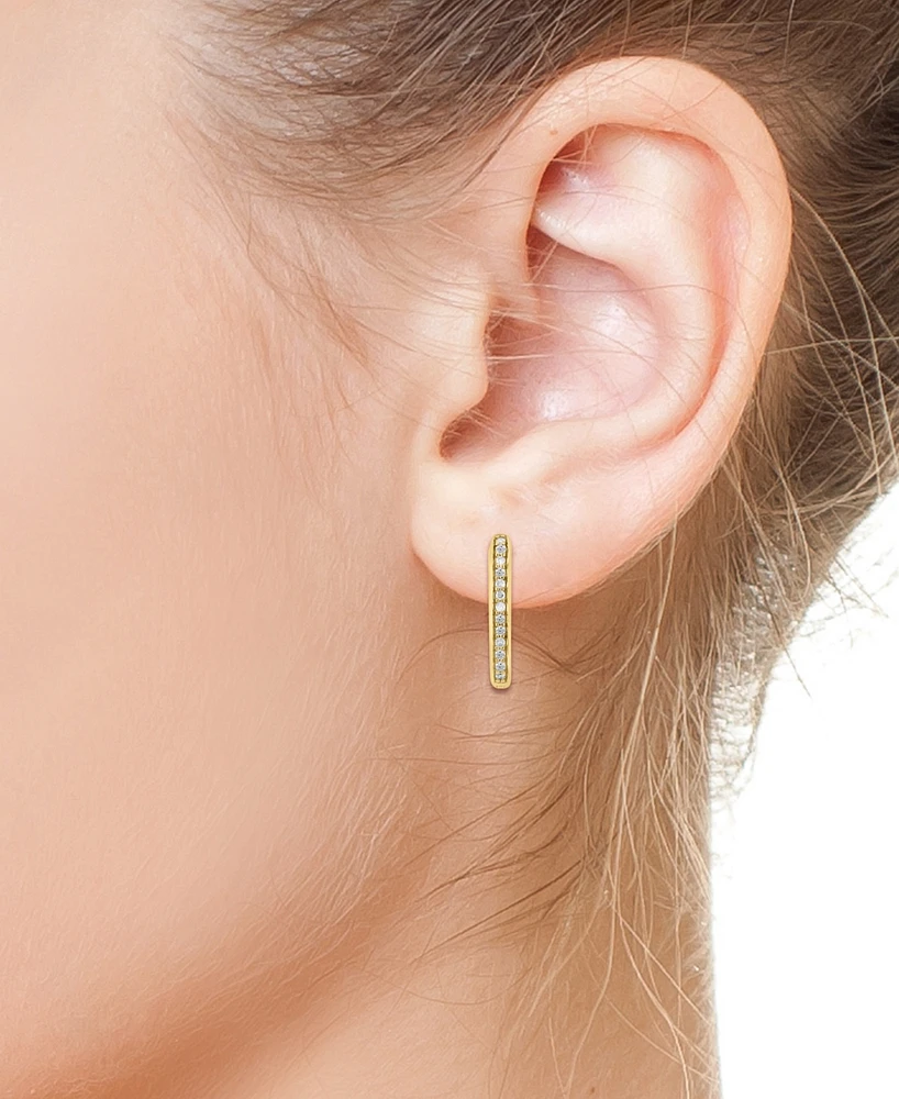 Effy Diamond Oval Hoop Earrings (1/6 ct. t.w.) in Gold-Plated Sterling Silver