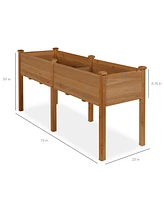 Best Choice Products 72x23x30in Raised Garden Bed, Elevated Wood Planter Box for Patio w/ Divider Panel