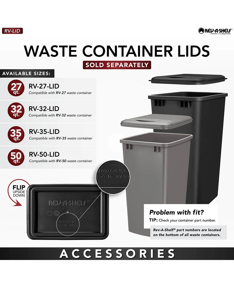 Rev-a-Shelf Double Pullout Top Mount Trash Can qt., White