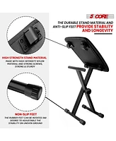 5 Core Keyboard Bench 2" Padded Cushioned Piano Stool Height Adjustable Guitar Seat Folding Portable