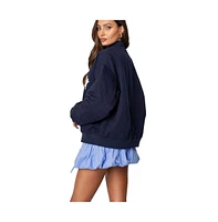 Edikted Womens Big Apple Oversized Bomber Jacket