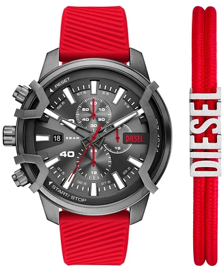 Diesel Men's Griffed Quartz Chronograph Red Silicone 48mm