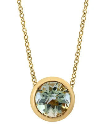 Effy Round Gemstone 18" Pendant Necklace 14K Gold Plated Silver