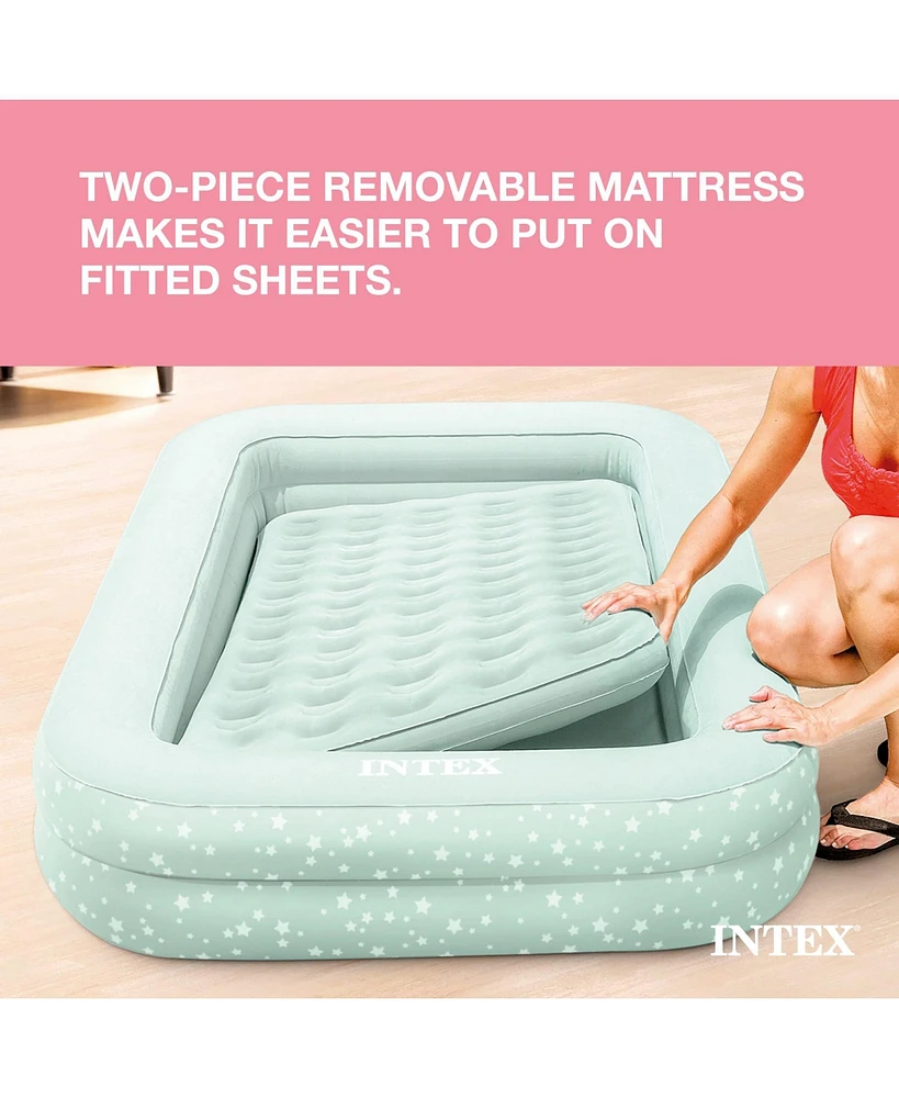 Intex Kids Travel Air Mattress Inflatable Bed with Raised Sides and Hand Pump