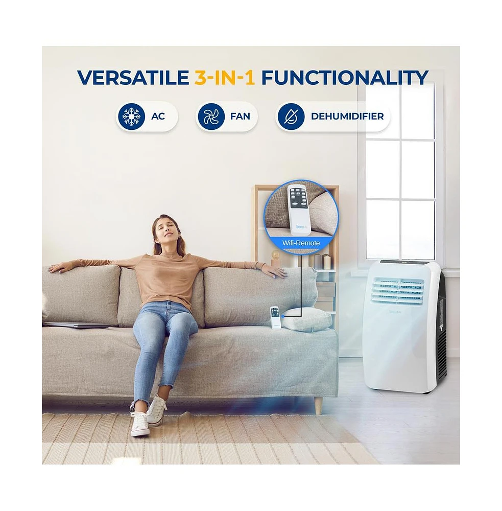 SereneLife Portable Air Conditioner, 8,000 Btu, Built-in Dehumidifier & Fan