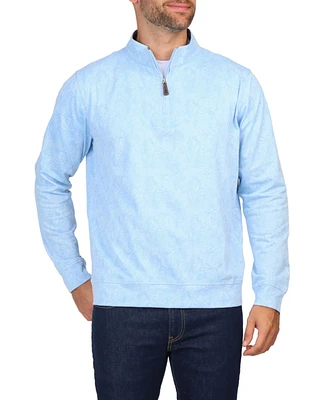 Men's Tonal Tropical Print Pique Quarter Zip
