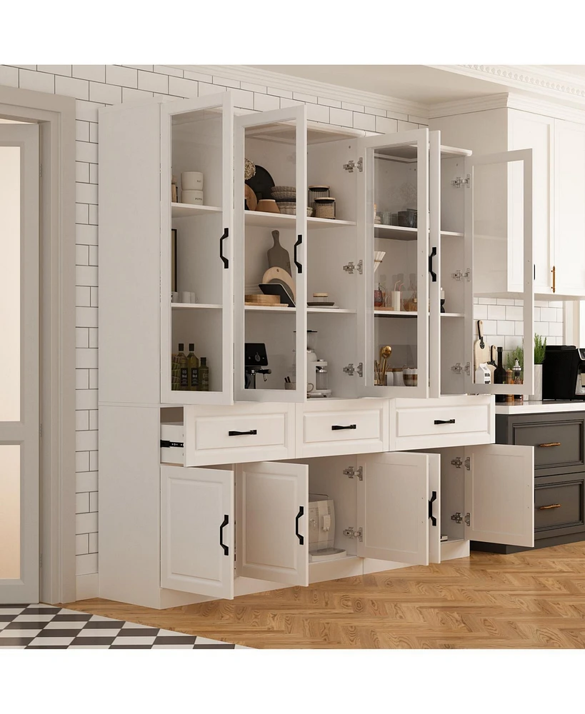 Famapy 12-Shelf White Wood Standard Bookcase With Adjustable Shelves Drawer
