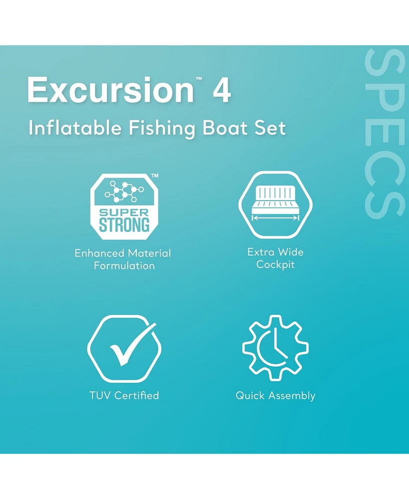 Intex Excursion 4 Person Inflatable Rafting and Fishing Boat Set with 2 Oars